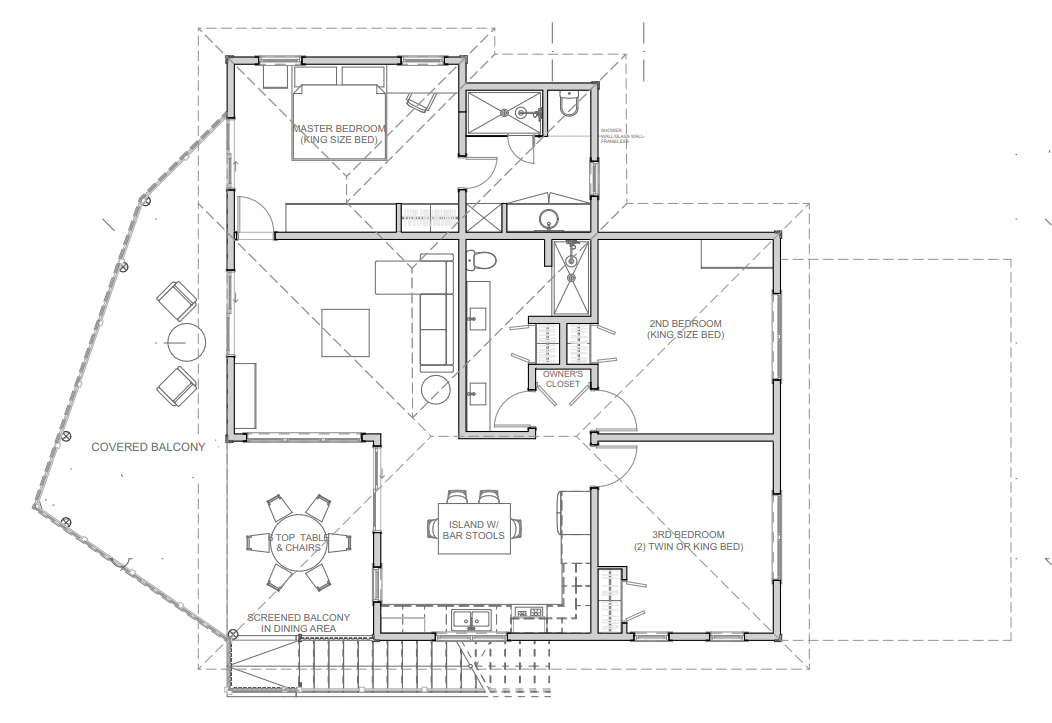 A floor plan of a house with a dining room and kitchen.